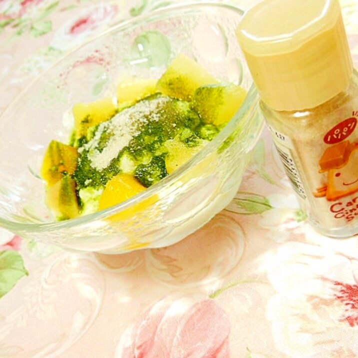❤青汁とクリチと黄桃のキャラメル林檎酢ヨーグルト❤